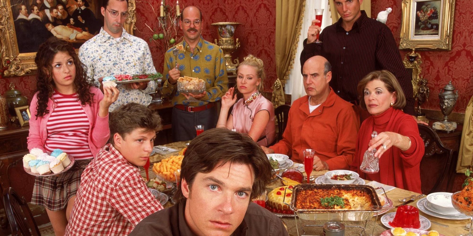 The Bluth family at a family dinner in Arrested Development