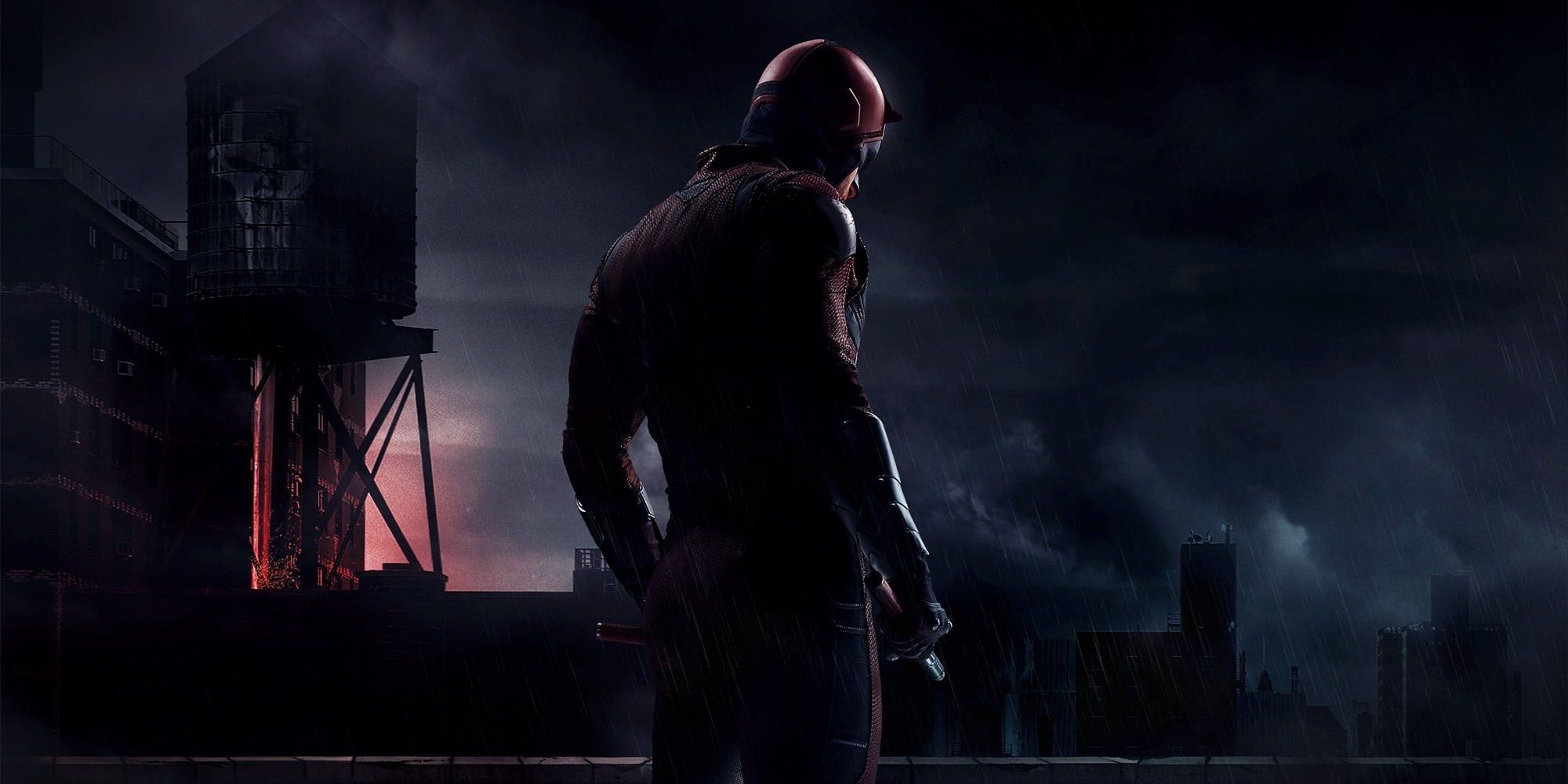 Daredevil on a roof with a water tower on a 'Daredevil' Season 2 poster
