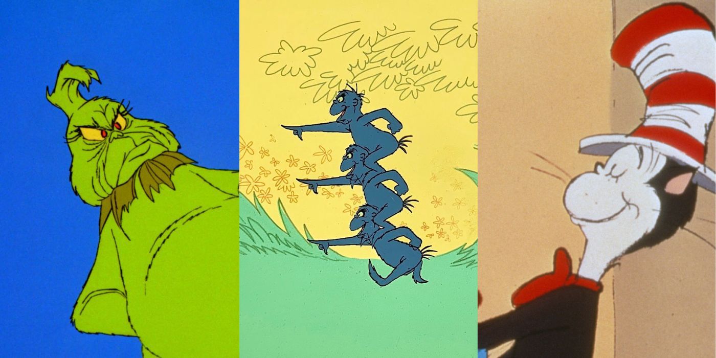 The Grinch, the Wickersham Brothers, and The Cat and the Hat, all characters by Dr. Seuss