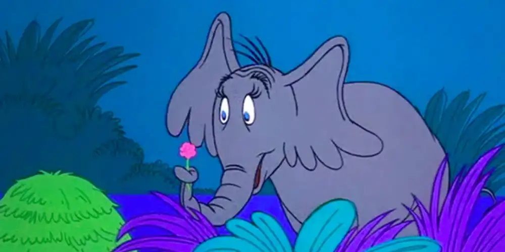 Horton holding the clover Whoville rests on in Horton Hears a Who