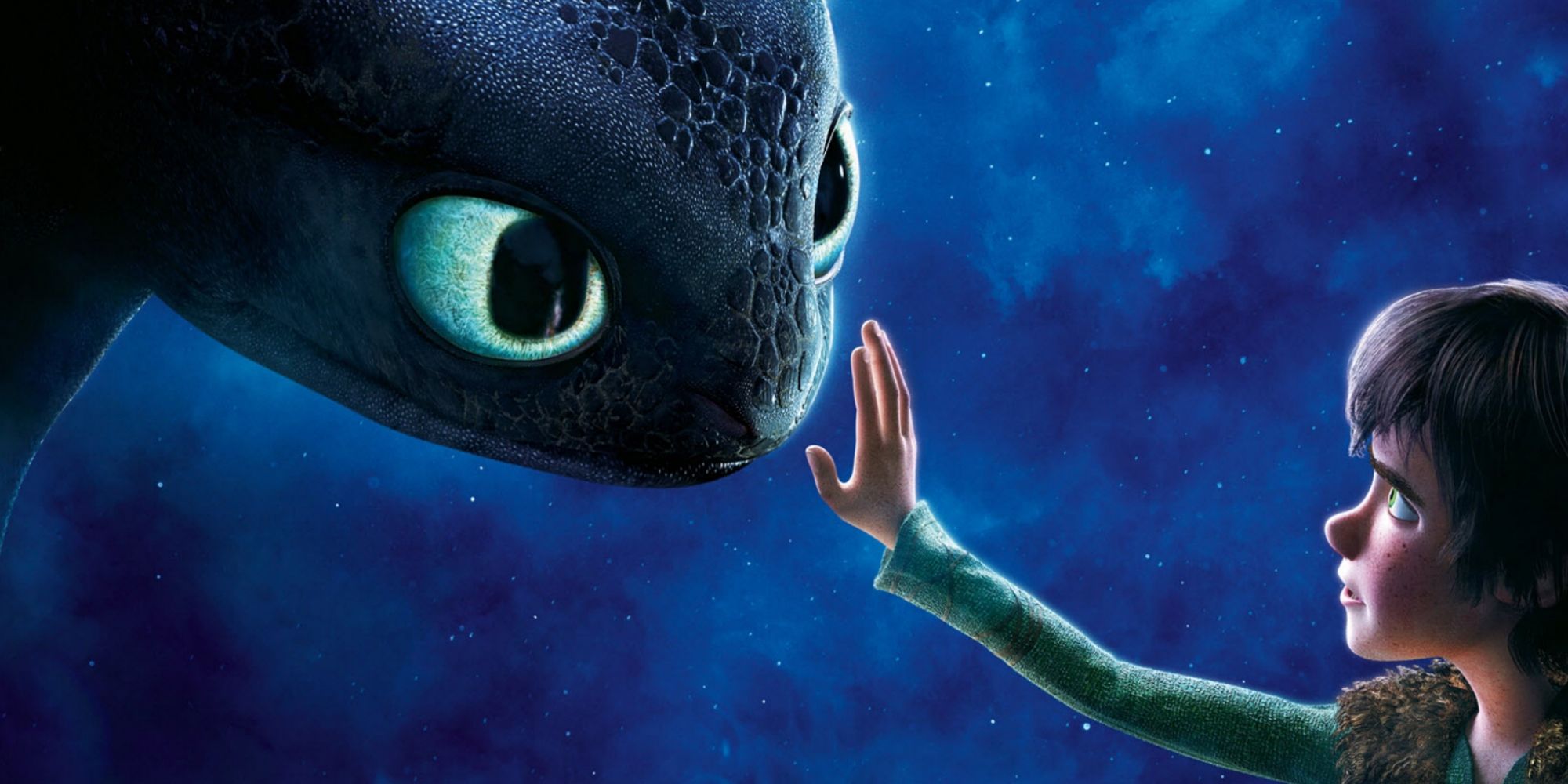 Hiccup reaching for Toothless in 'How to Train Your Dragon' (2010)