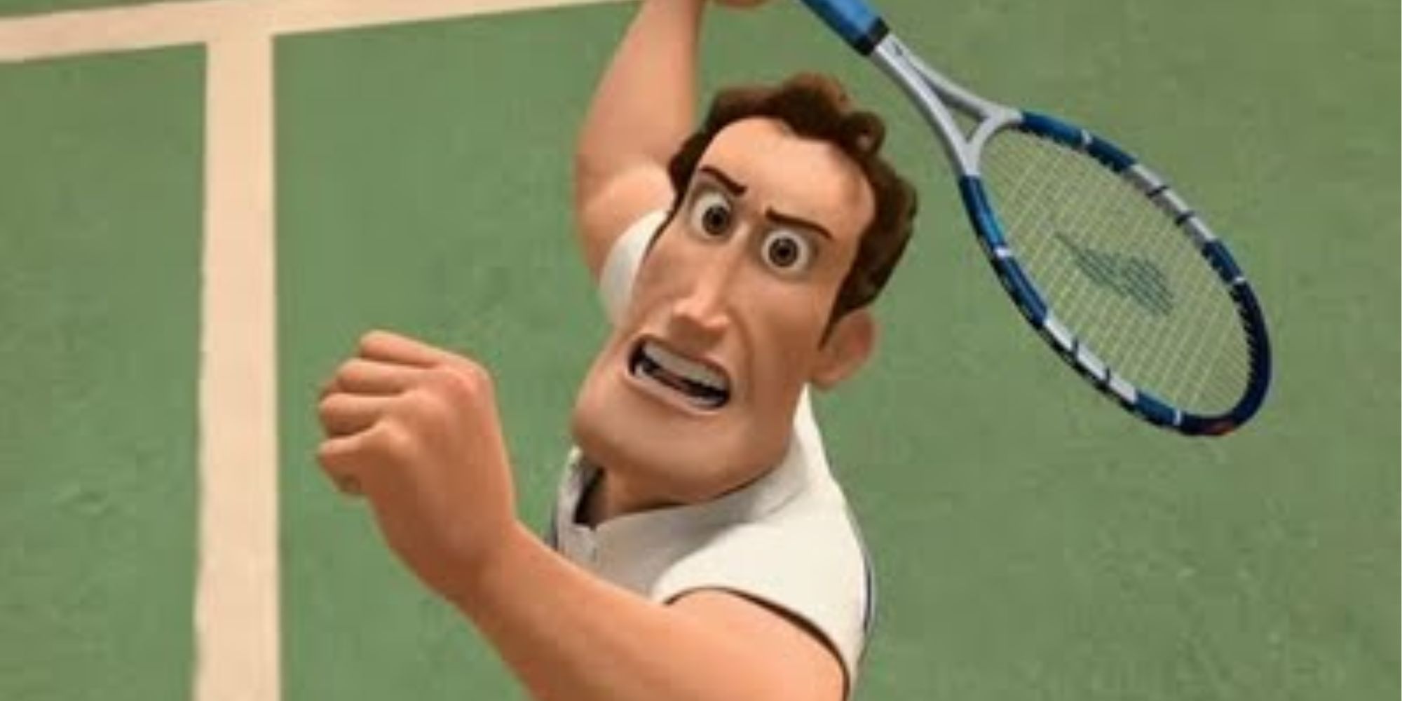 Ken swings a tennis racket 