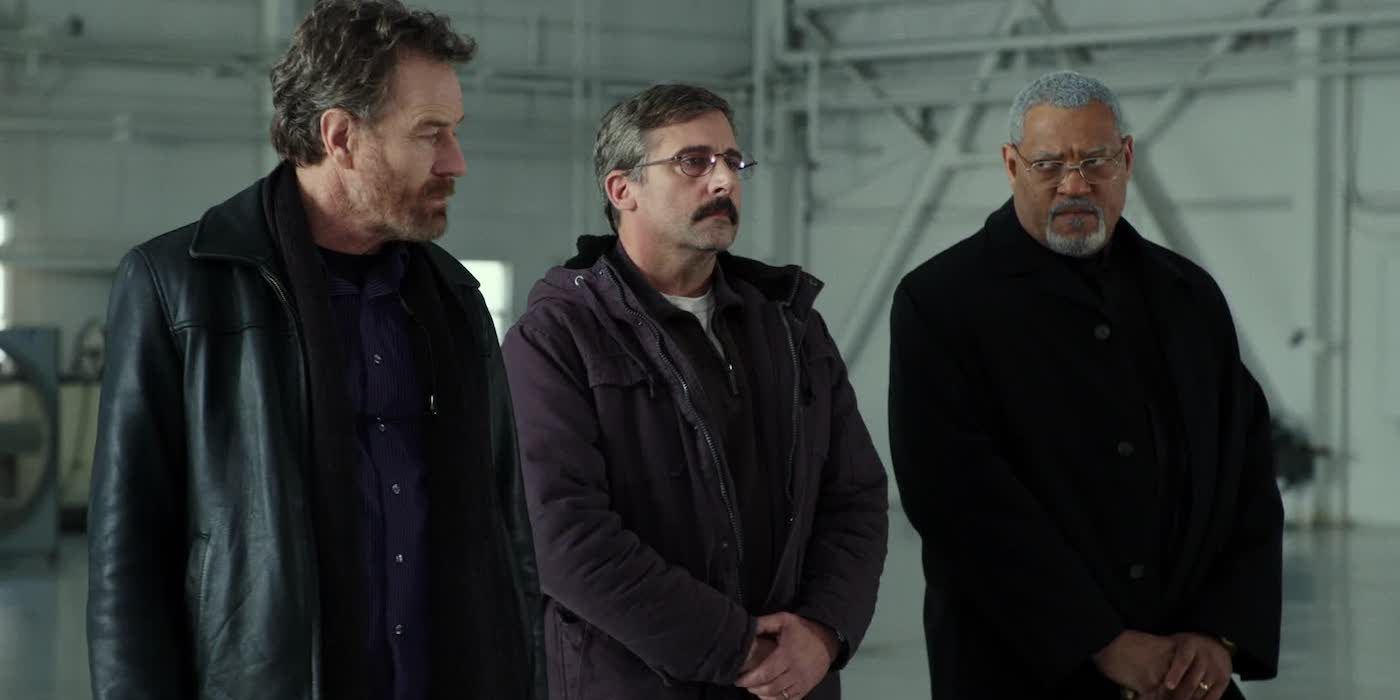 Steve Carell, Bryan Cranston, and Laurence Fishburne in 'Last Flag Flying'