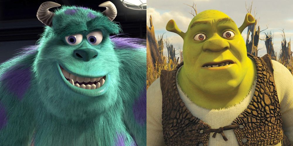 Sully from Monsters Inc. and Shrek from Shrek.