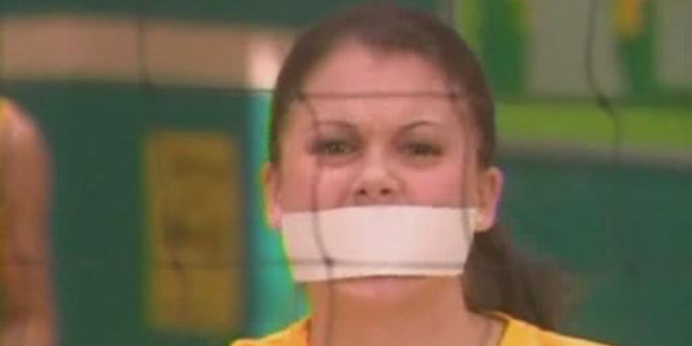 Jennifer with tape on mouth