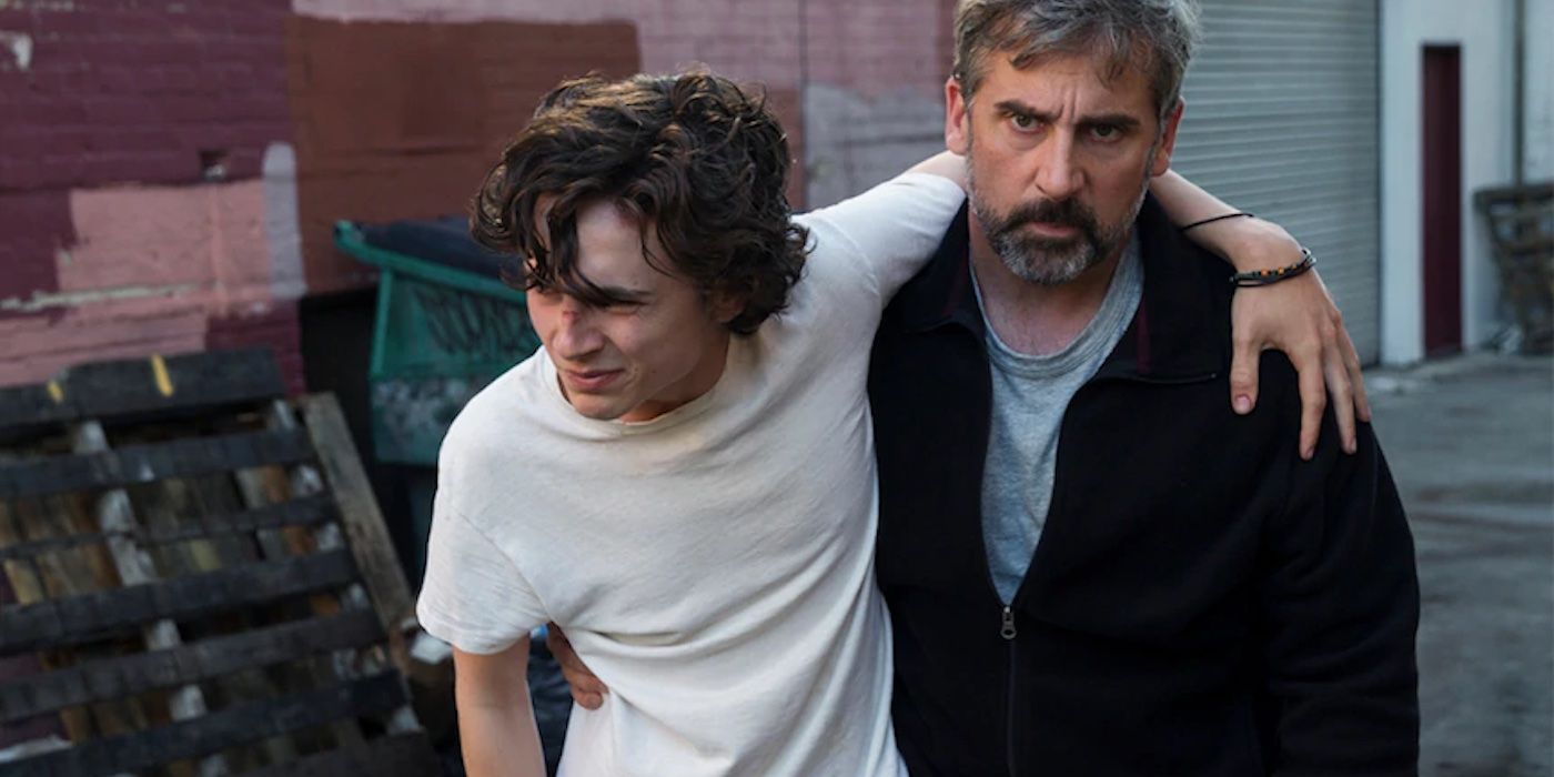 Nic and David Sheff, played by Timothee Chalamet and Steve Carell in Beautiful Boy