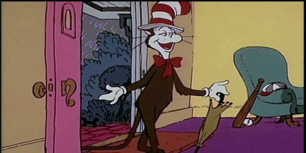 The cat comes inside in The Cat and the Hat