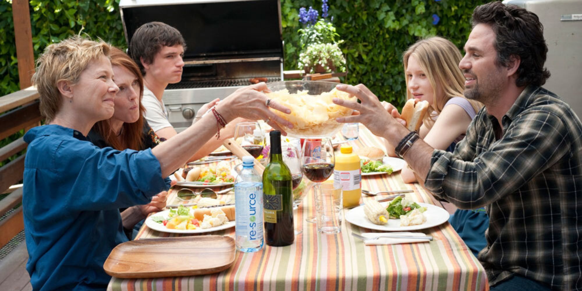 family eating around table