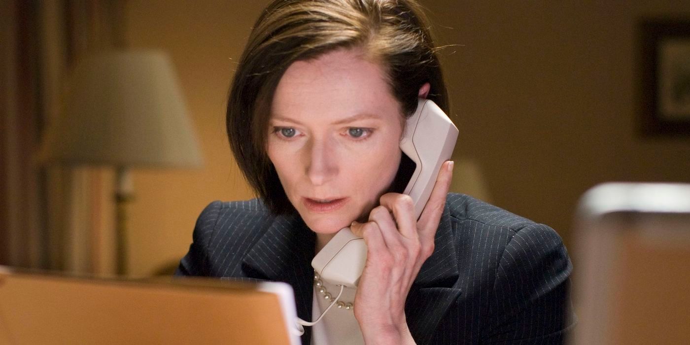 Karen Crowder on the phone in Michael Clayton