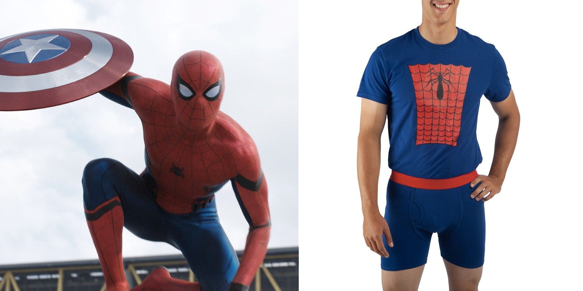 Left to right: Spider-Man in civil war and a pair of Spider-Man underoos