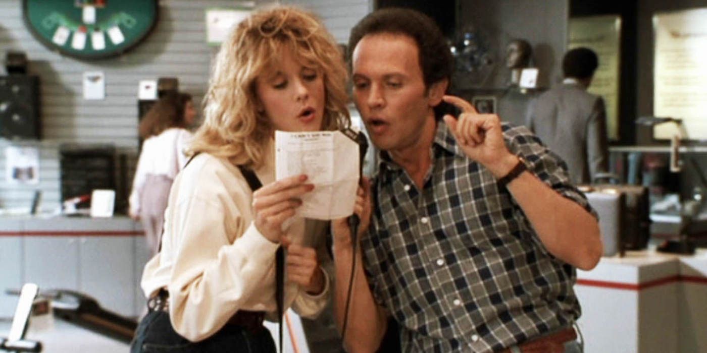 Meg Ryan as Sally and Billy Crystal as Harry singing with a karaoke machine in When Harry Met Sally...