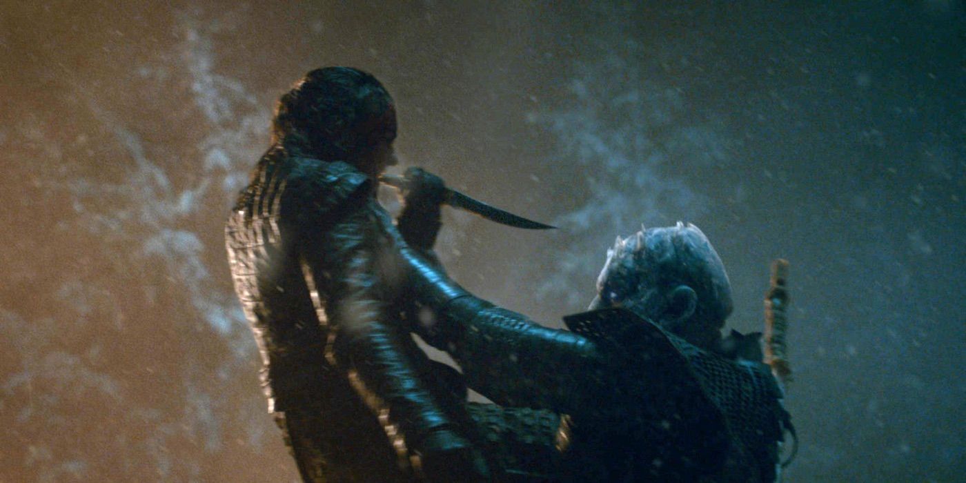 Arya killing the Night King in Game of Thrones