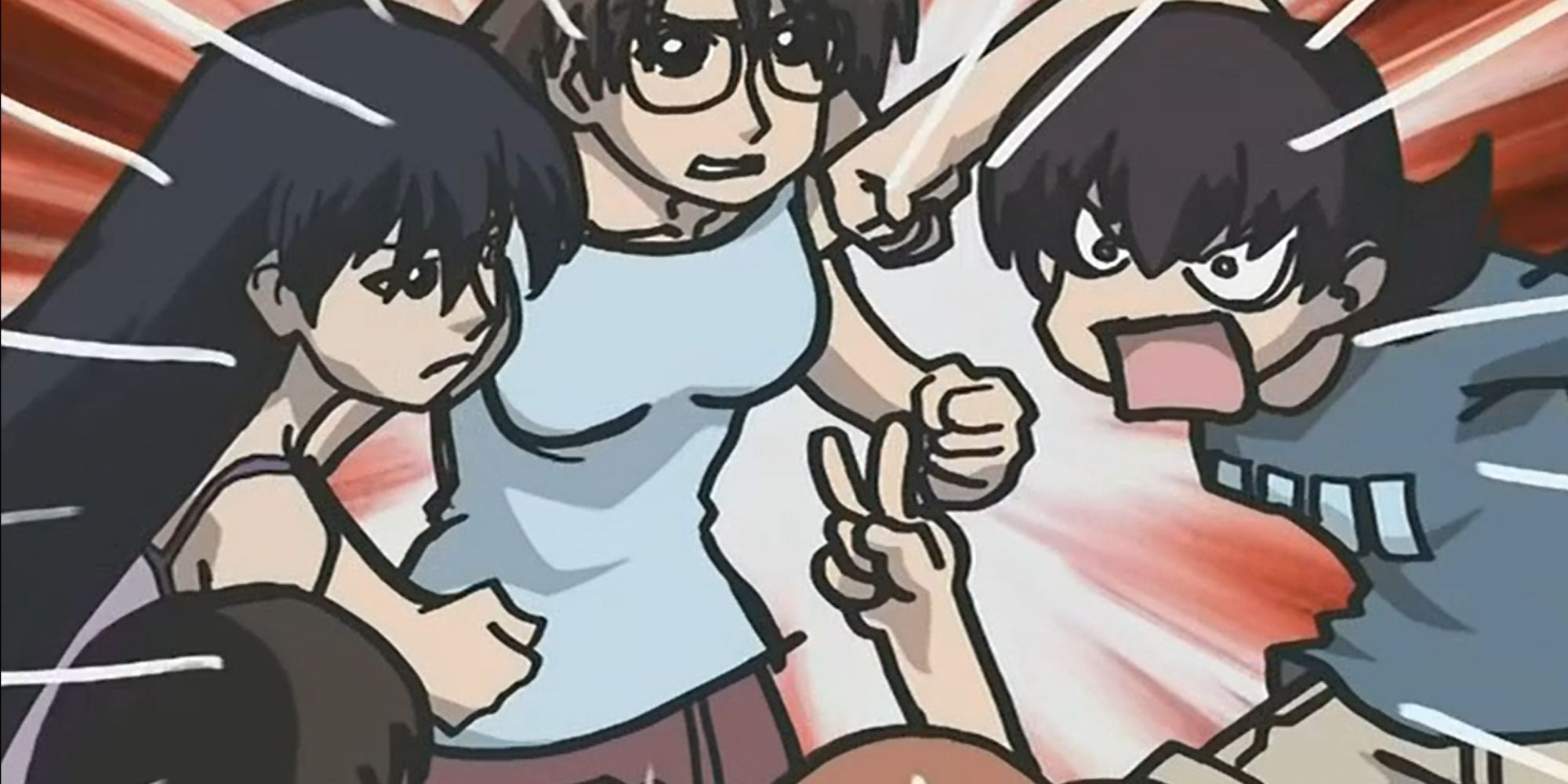 An intense rock-paper-scissor game in Azumanga Daioh