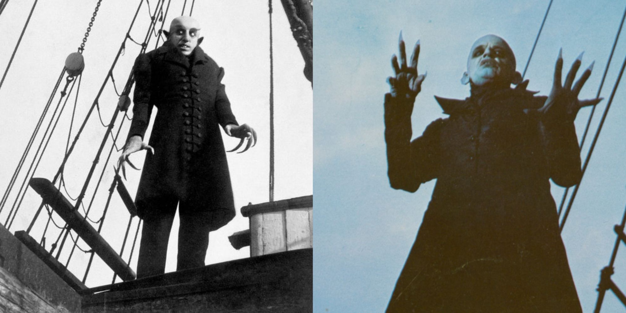 both versions of Nosferatu, a vampire, on a ship
