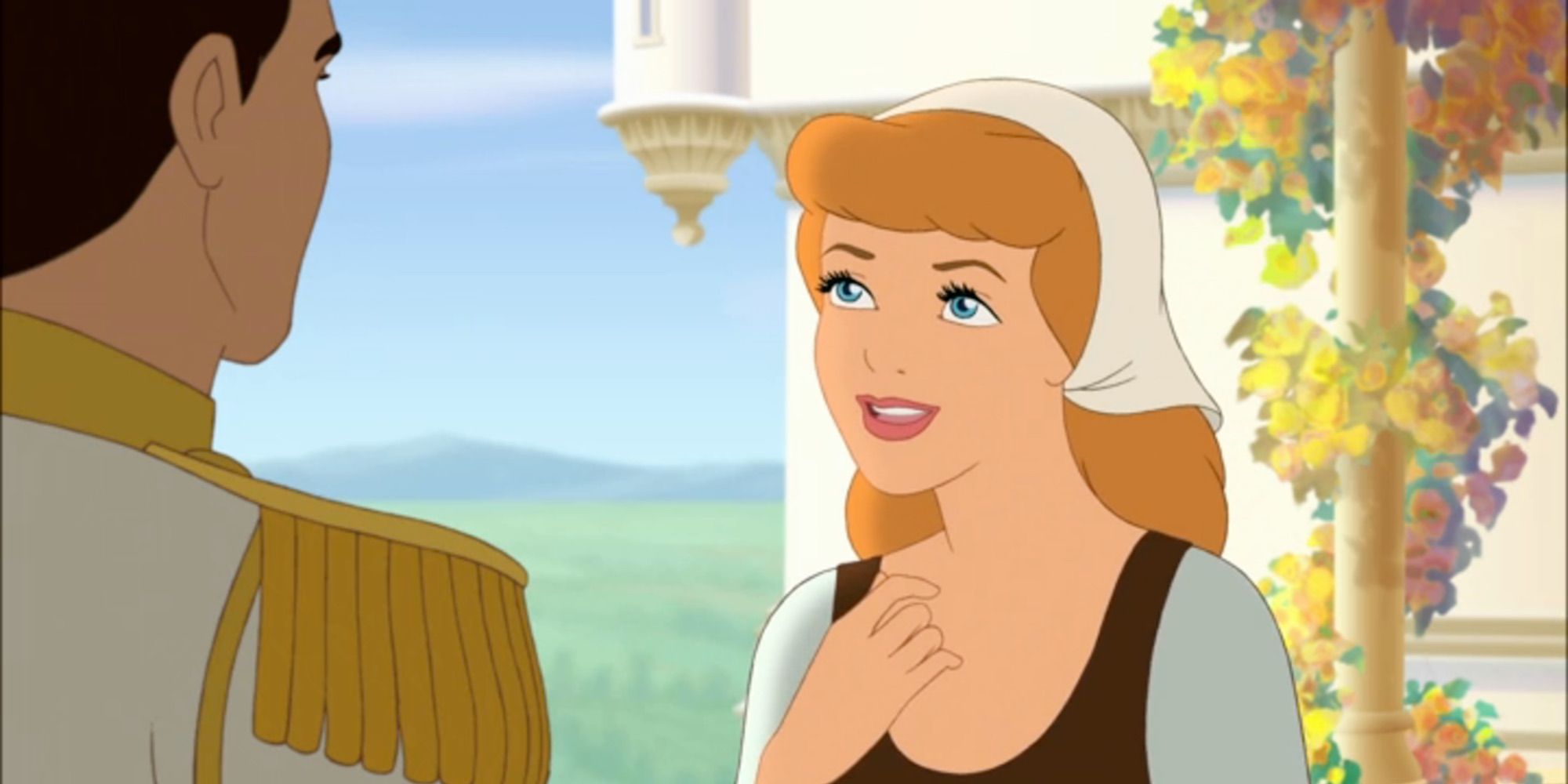 Cinderella smiling at Prince Charming in Cinderella 3.