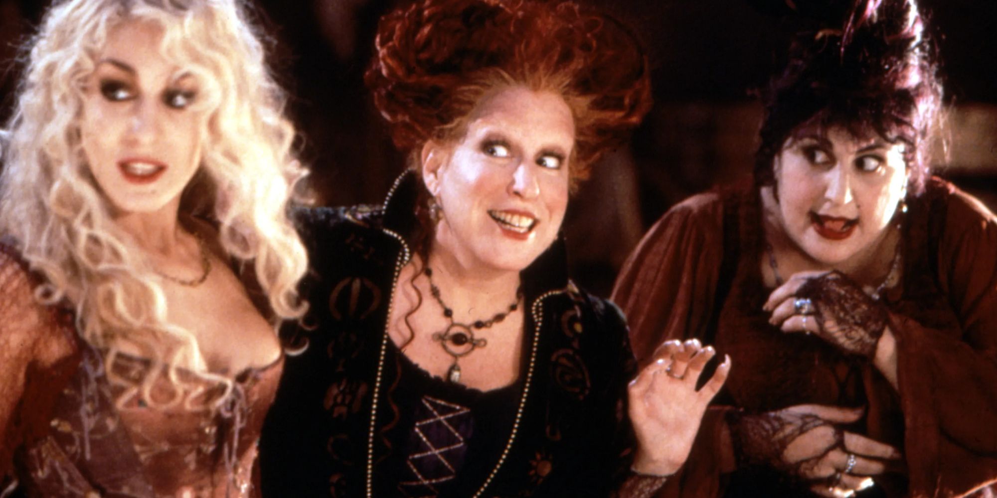 Sarah Jessica Parker, Bette Midler, and Kathy Najimy as witches