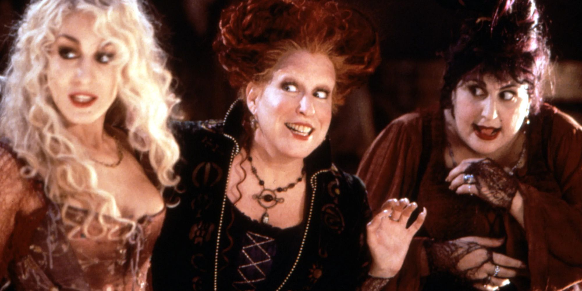 Sarah Jessica Parker, Bette Midler, and Kathy Najimy as witches 