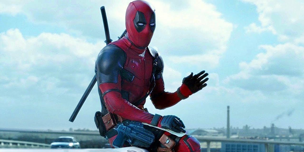 Ryan Reynolds as Deadpool breaking the fourth wall in Deadpool (2016)