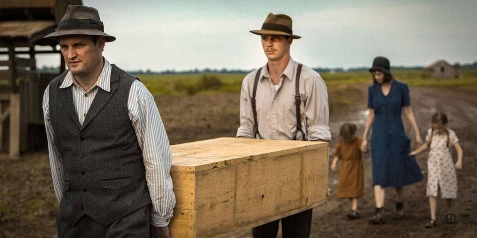 Oscar nominated Netflix Mudbound Jason Clarke Garrett Hedlund carey mulligan carrying a coffin