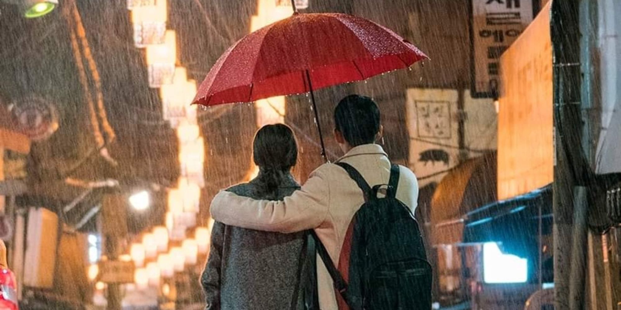 Yoon Jin Ah and Seo Joon Hee from Something in the Rain walking in the rain