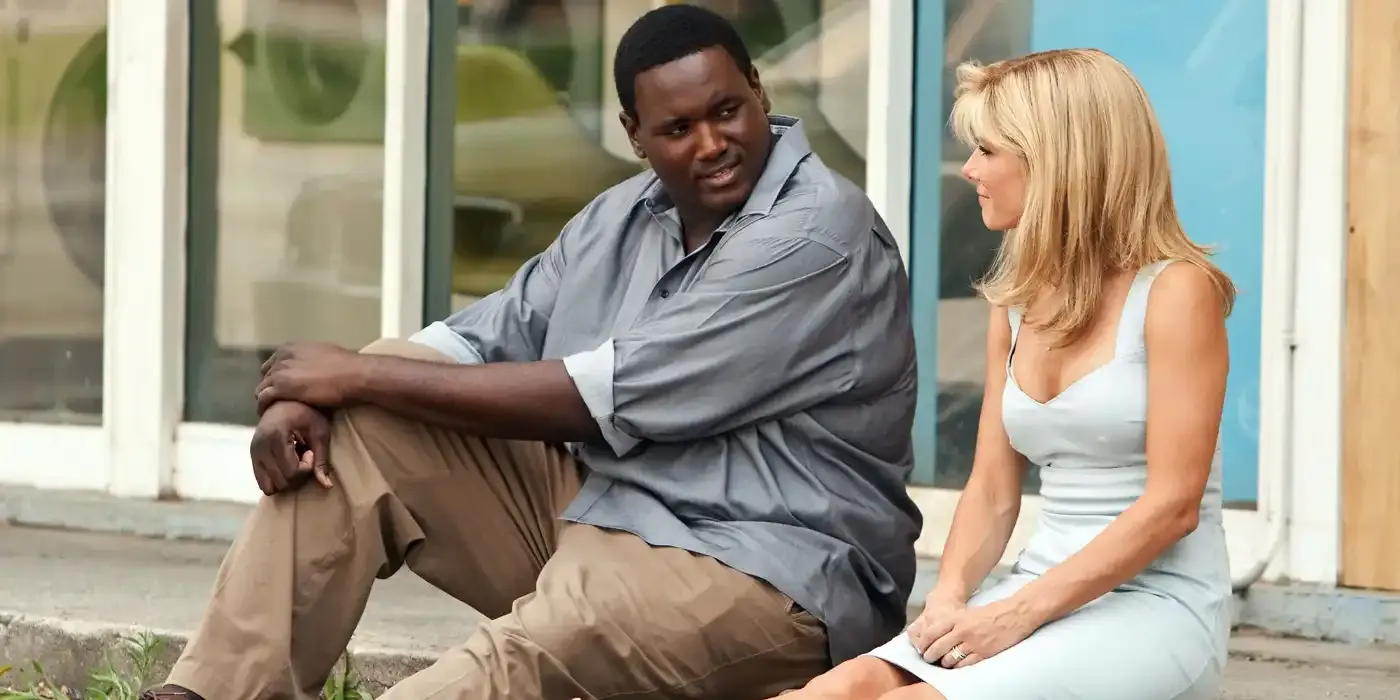 Quinton Aaron as Michael Oher and Sandra Bullock as Leigh Anne Tuohy in The Blind Side. 