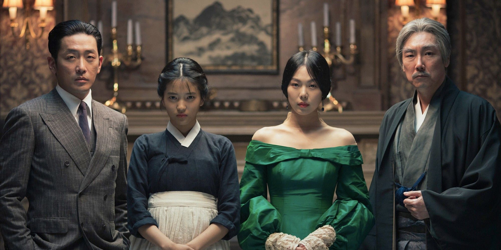 Ha Jung-woo, Kim Tae-ri, Kim Min-hee and Cho Jin-Woong in 'The Handmaiden' all standing next to each other.