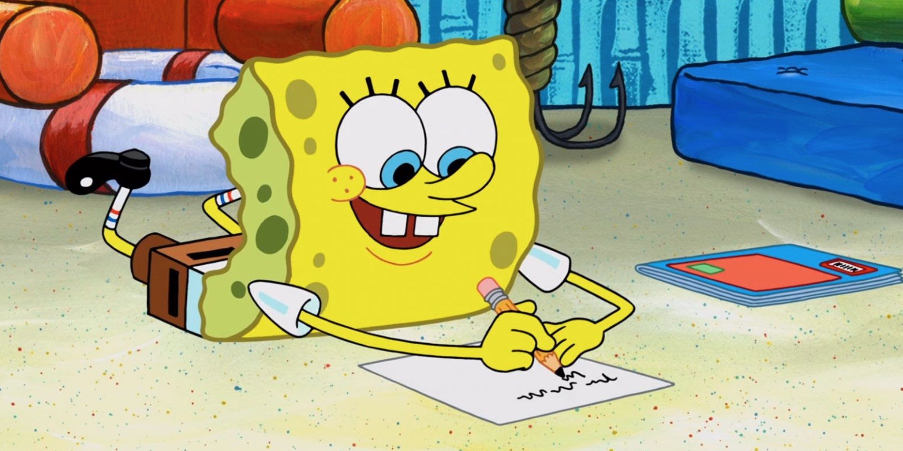 Tom Kenny voicing 'SpongeBob SquarePants'