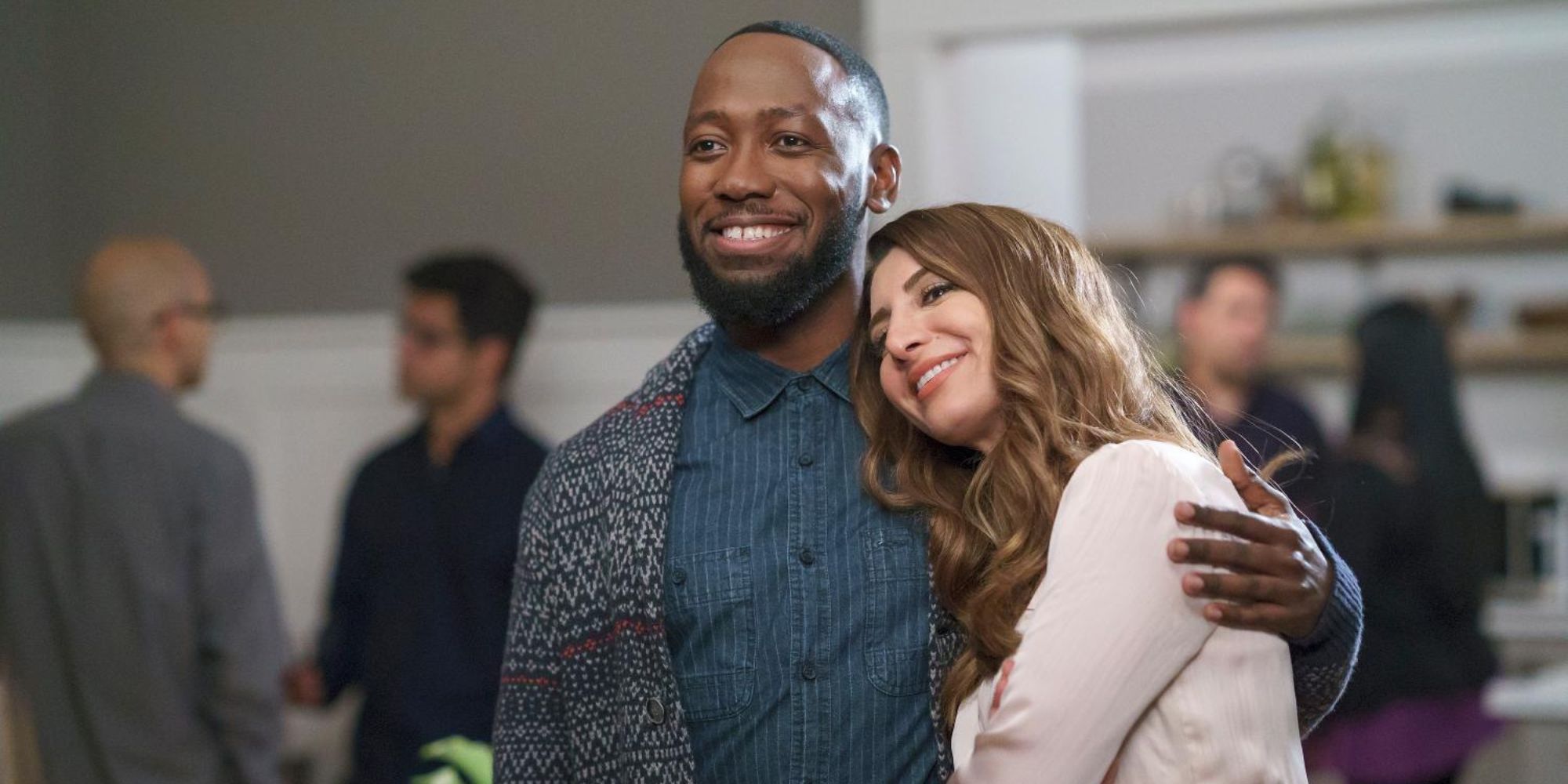 Winston and Aly from New Girl hugging