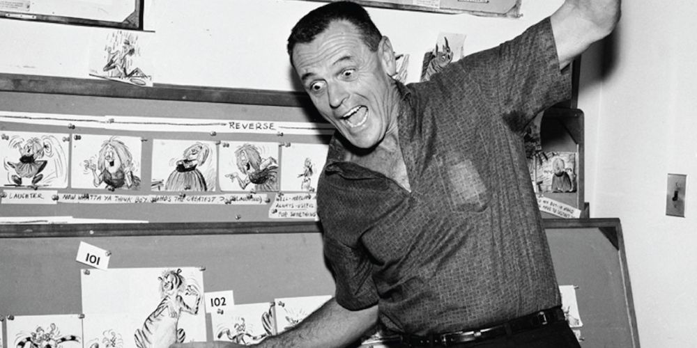 Wolfgang Reitherman acting out storyboards for The Sword in the Stone