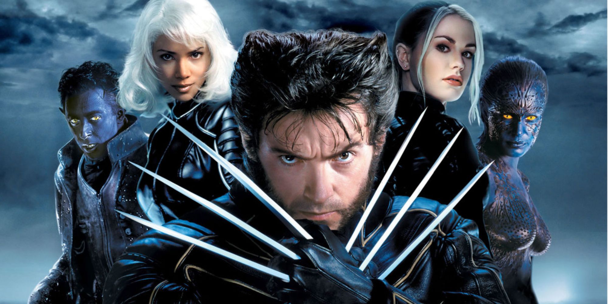A poster of Nightcrawler, Storm, Wolverine, Rogue and Mystique in X2: X-Men United