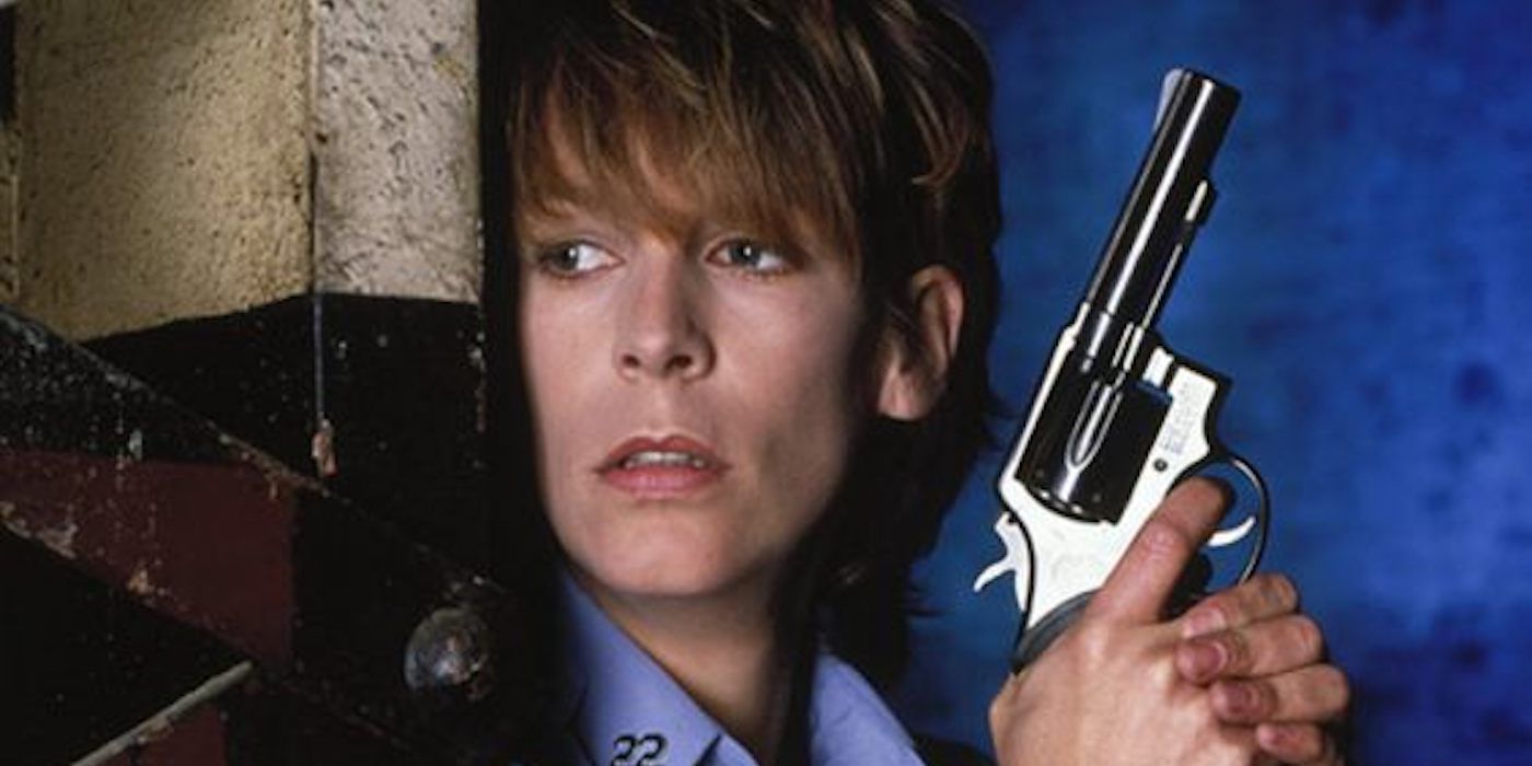 NYPD officer Megan Turner (Jame Lee Curtis) holds a gun in Kathryn Bigelow's 'Blue Steel' (1990).