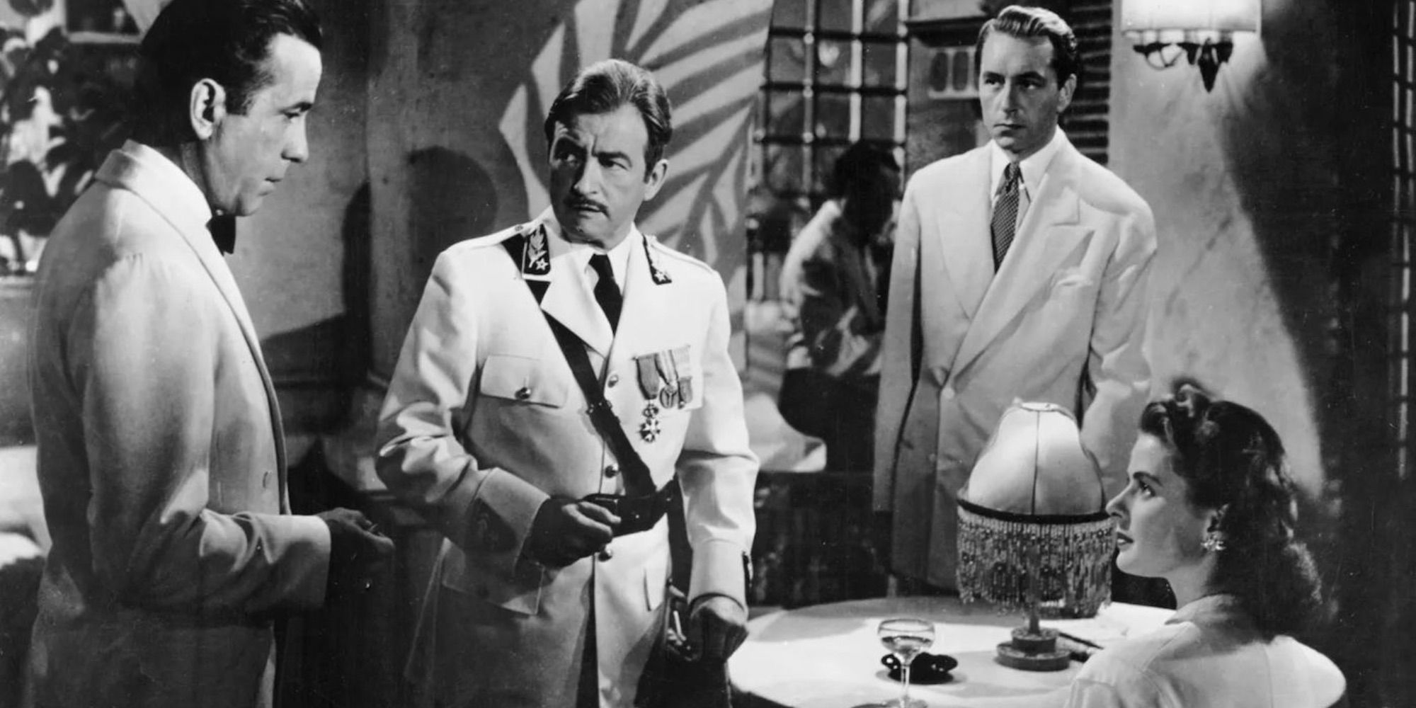 Humphrey Bogart, Claude Rains, Paul Henreid and Ingrid Bergman in Casablanca