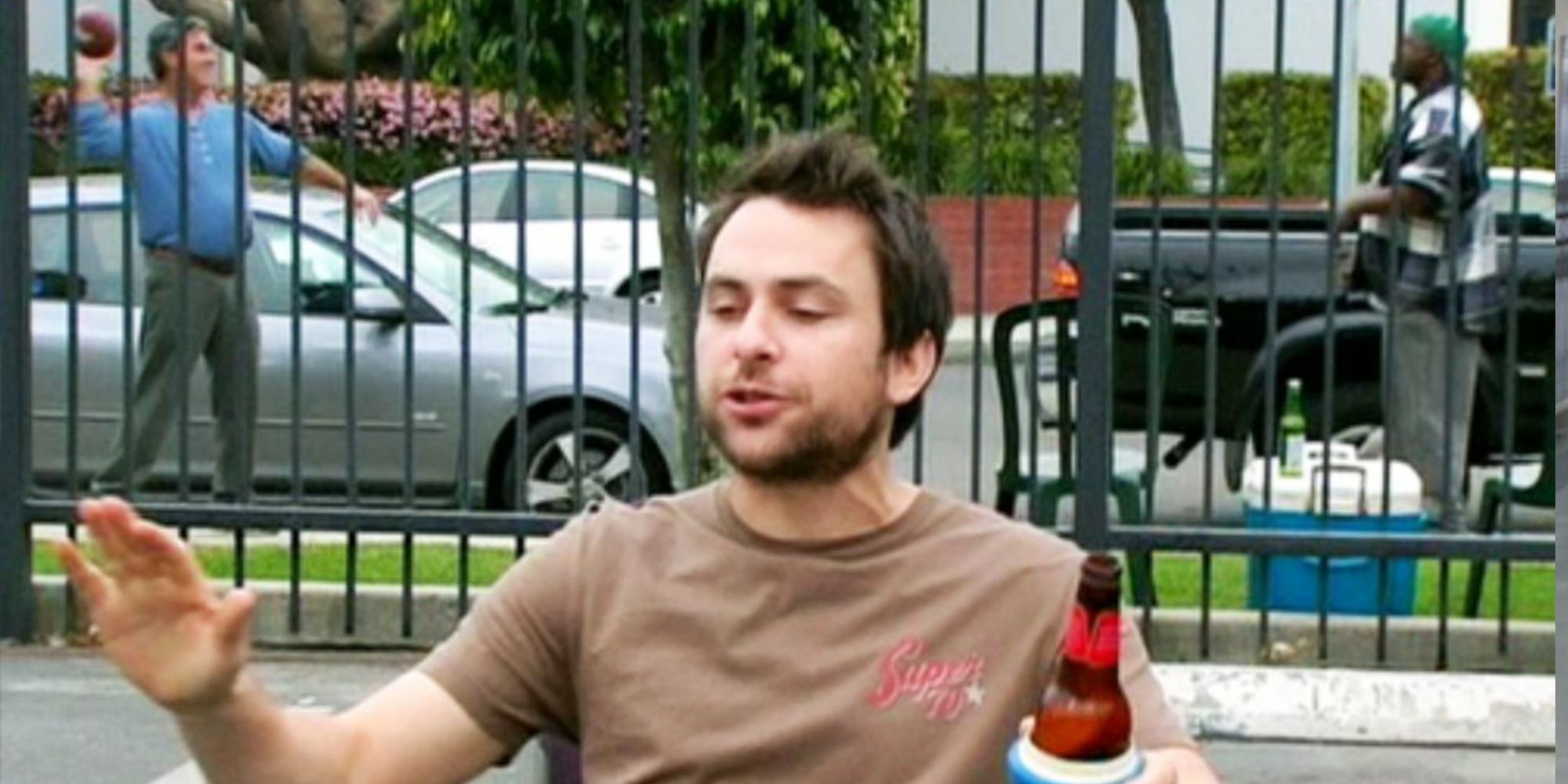 Charlie drinking at tailgate on it's always sunny in philadelphia