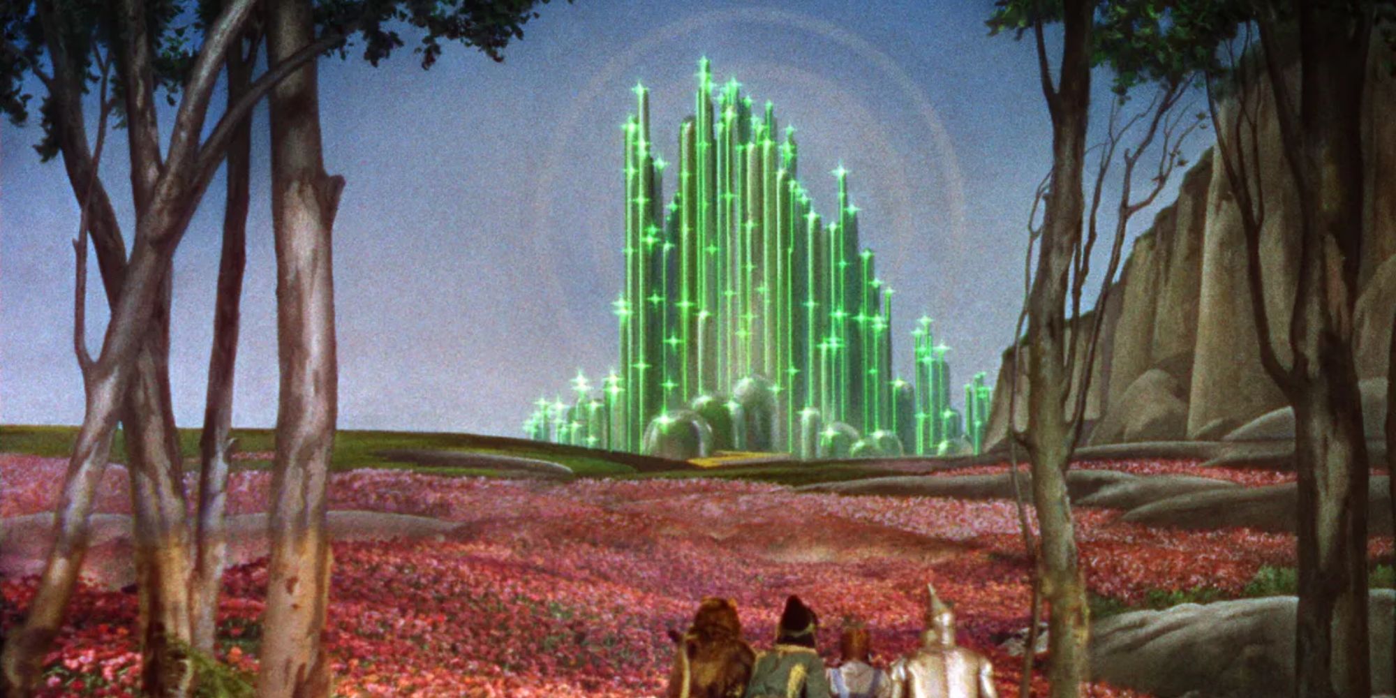 The travelers spot the Emerald City from a distance