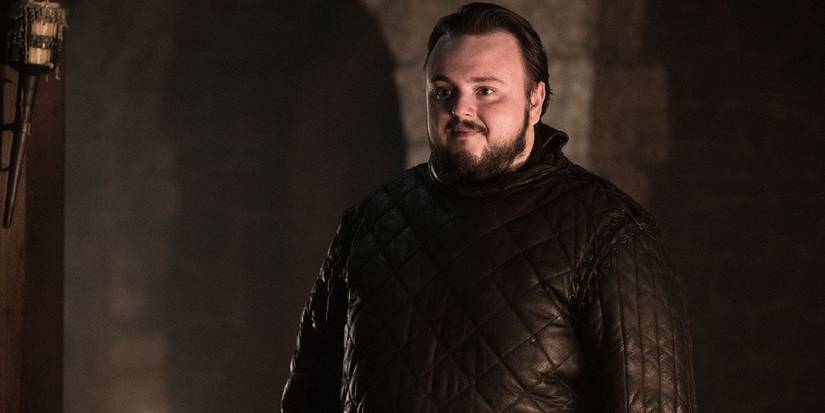 Samwell Tarly smiling softly in Game of Thrones.