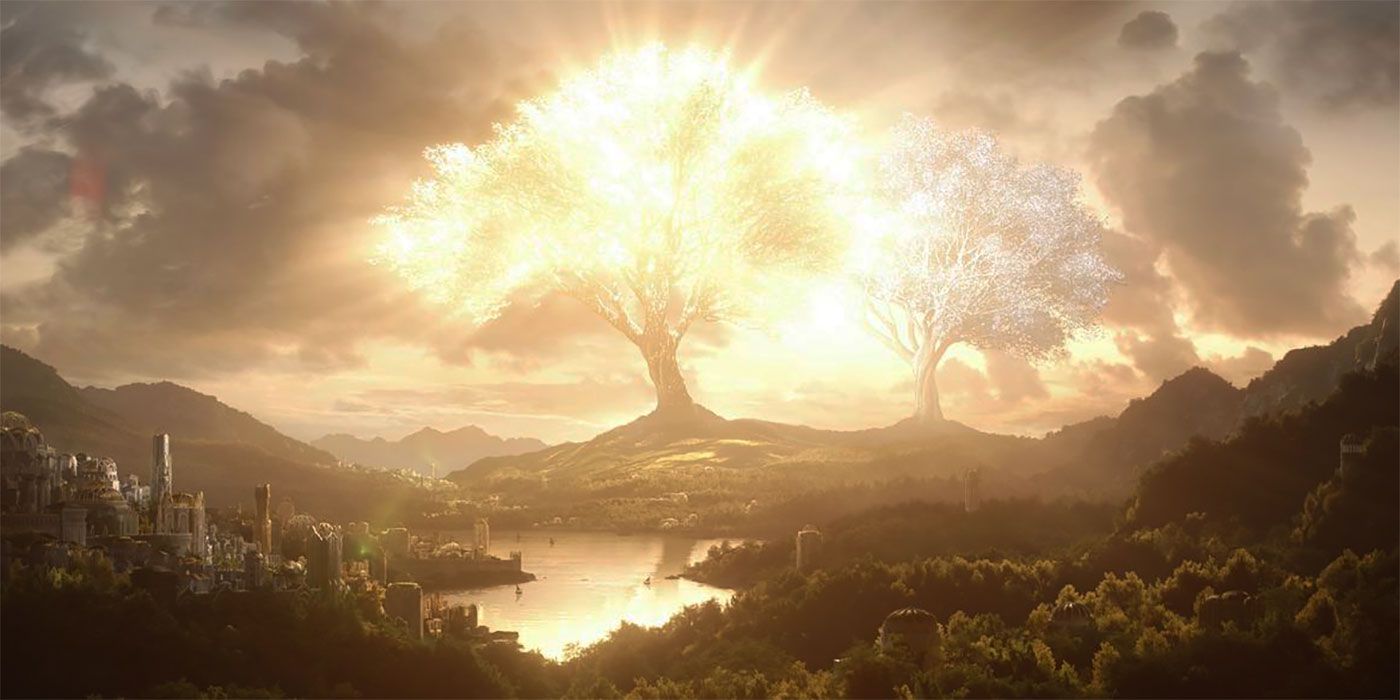 The Two Trees of Valinor as they appear in 'The Lord of the Rings: The Rings of Power.'