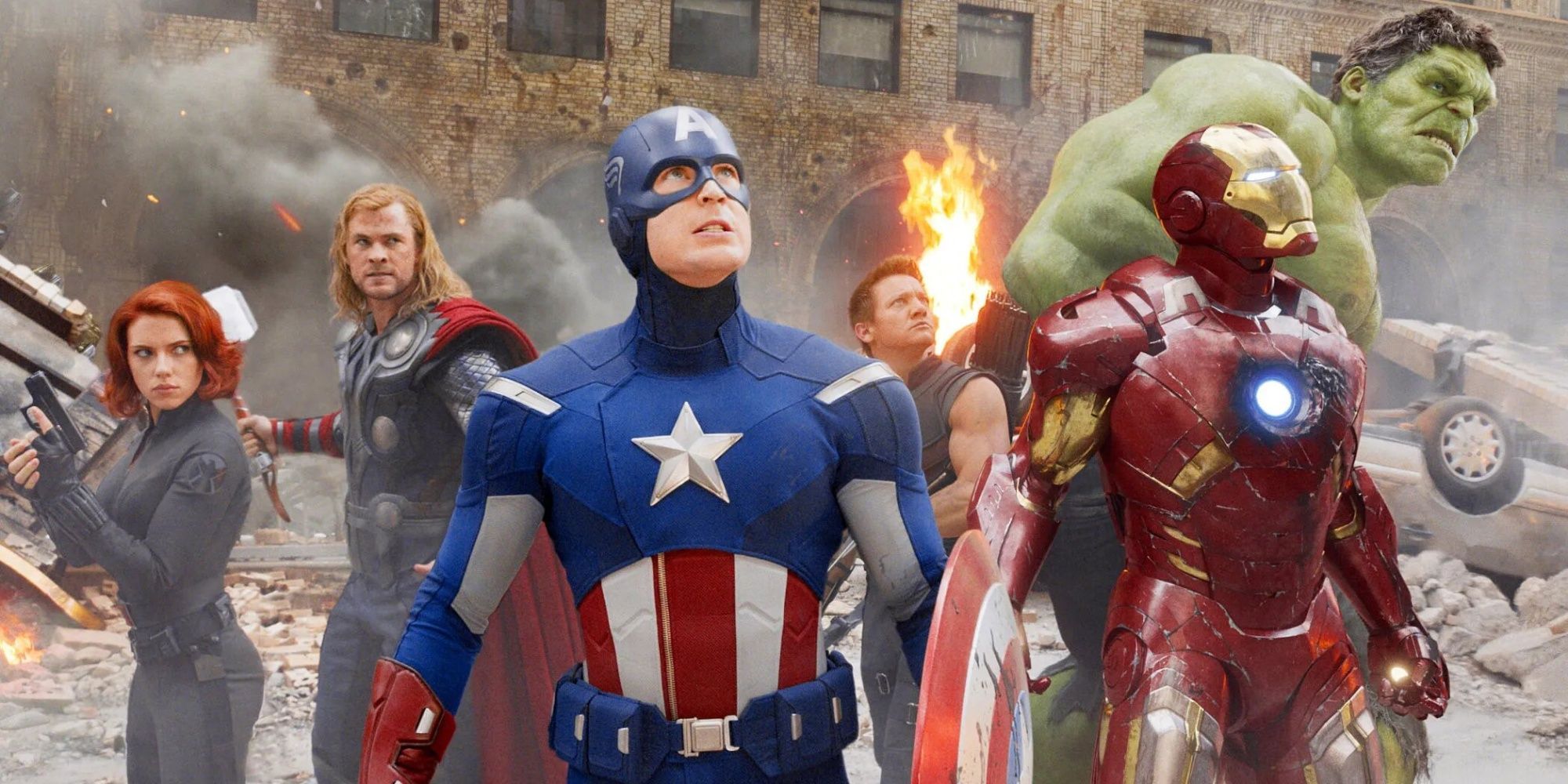 The Avengers assemble in the Battle of New York scene in The Avengers