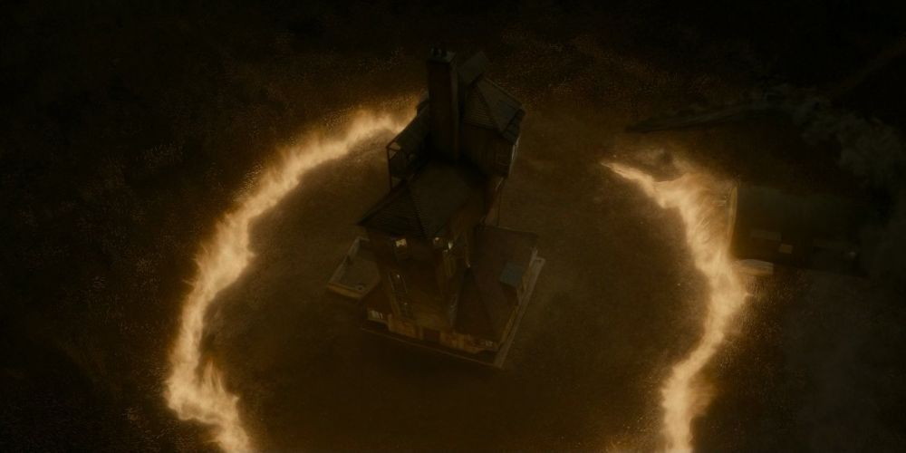 The Weasley home under attack in Harry Potter and the Half Blood Prince