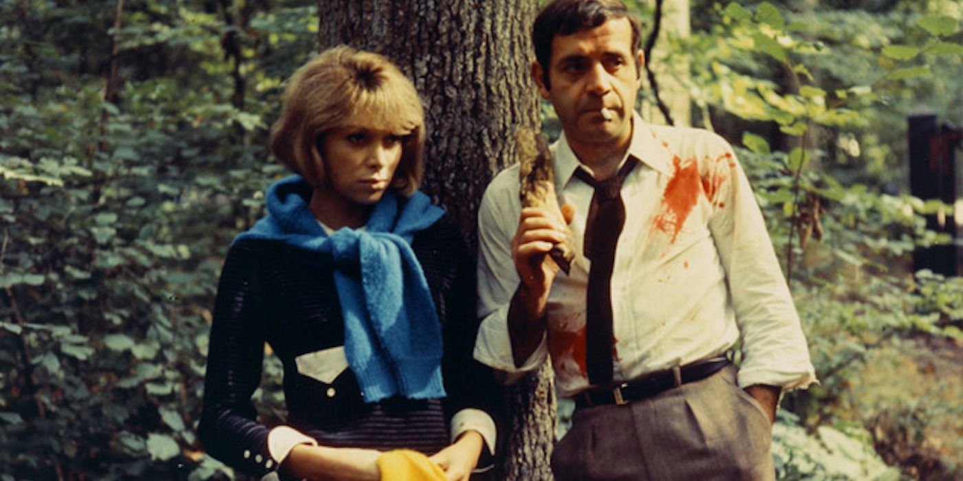 Mireille Darc and Jean Yanne as a coupel in Jean-Luc Godard's 'Weekend'