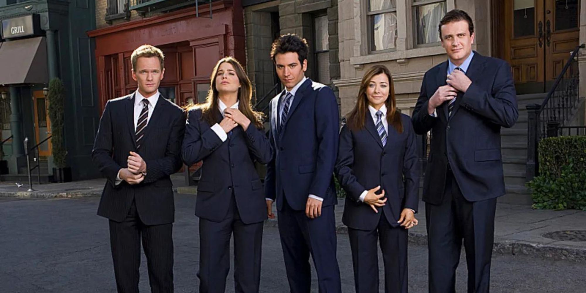 The gang from How I Met Your Mother dressed in Suits