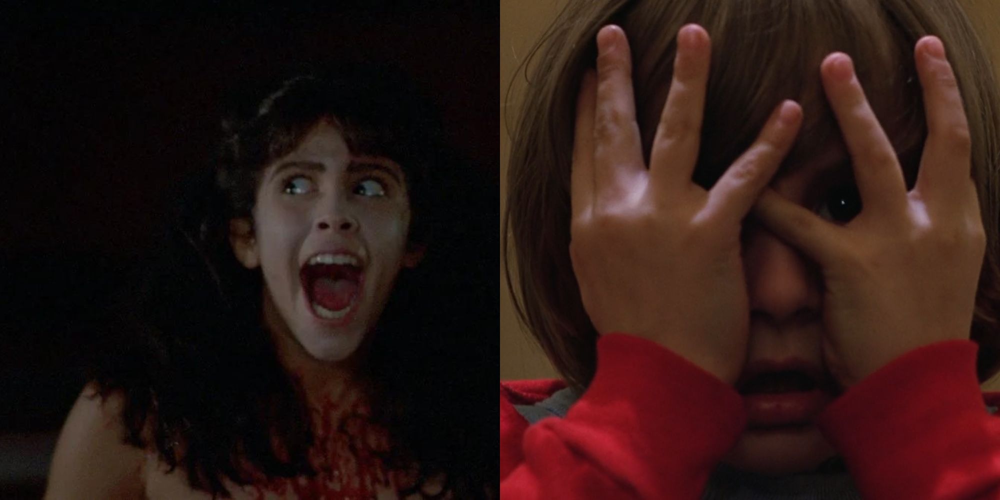 Still images of Sleepaway Camp on the left and The Shining on the right