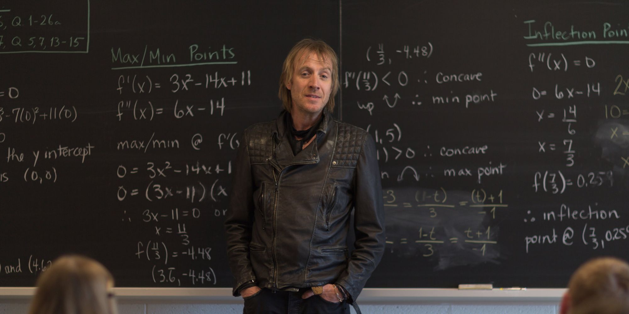 A man standing in front of a class with his hands in pockets