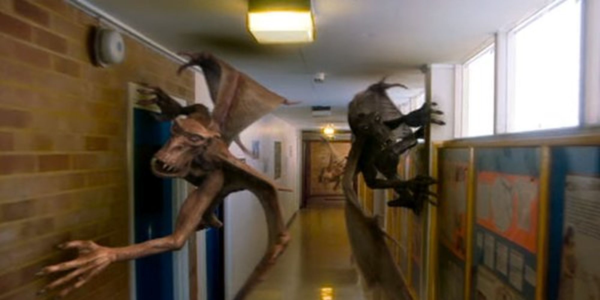 A bat-like creature crawling through the corridor