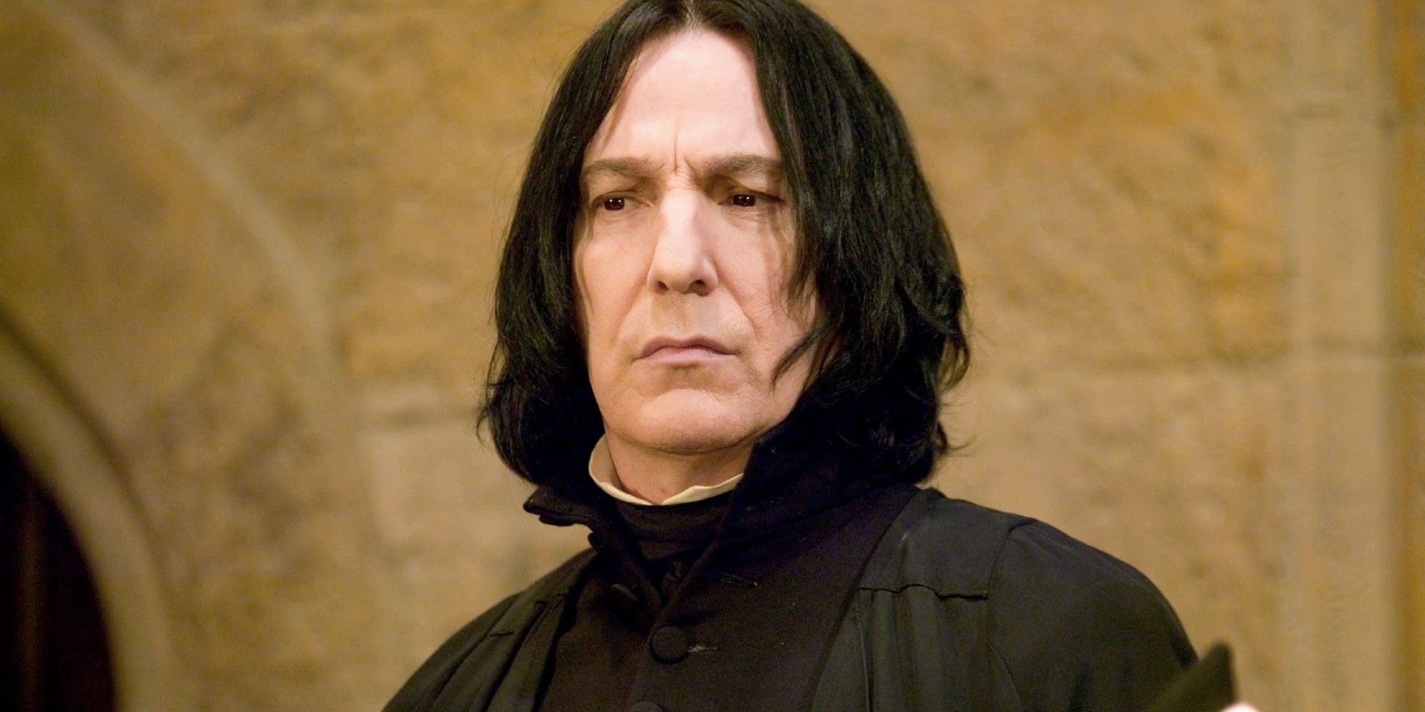 Severus Snape looking intently in Harry Potter