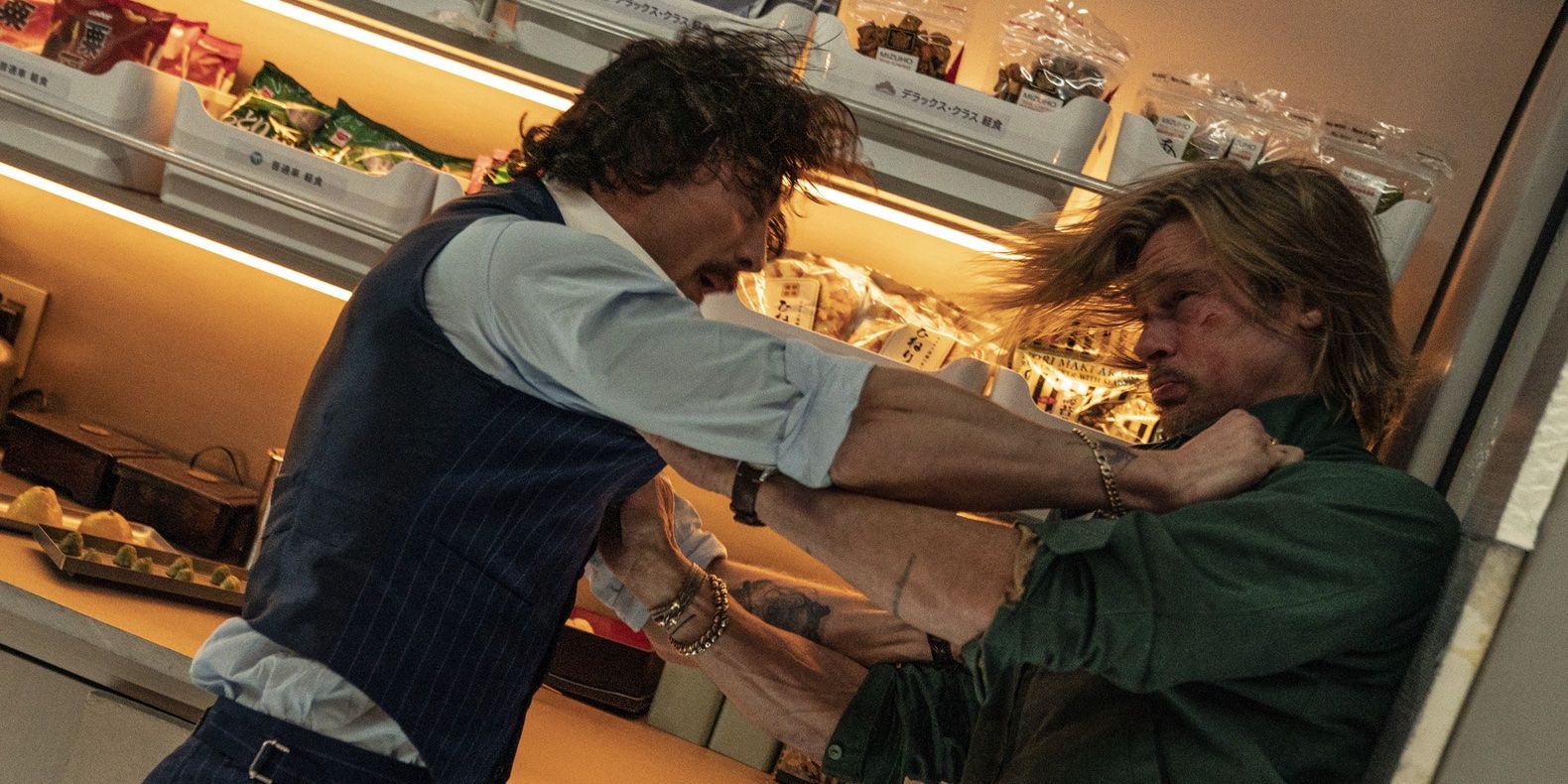 Brad Pitt and Aaron Taylor-Johnson in 'Bullet Train'