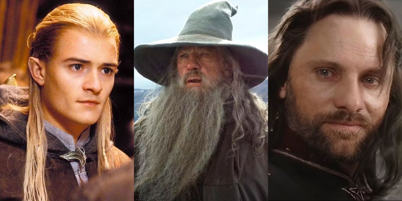 Three images showing characters from the Lord of the Rings trilogy