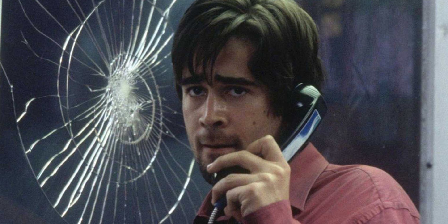 Colin Farrell using a payphone in 'Phone Booth'.