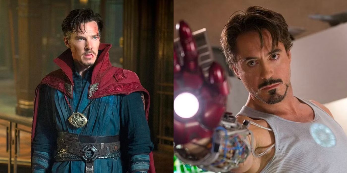 A split image of Doctor Strange and Iron Man