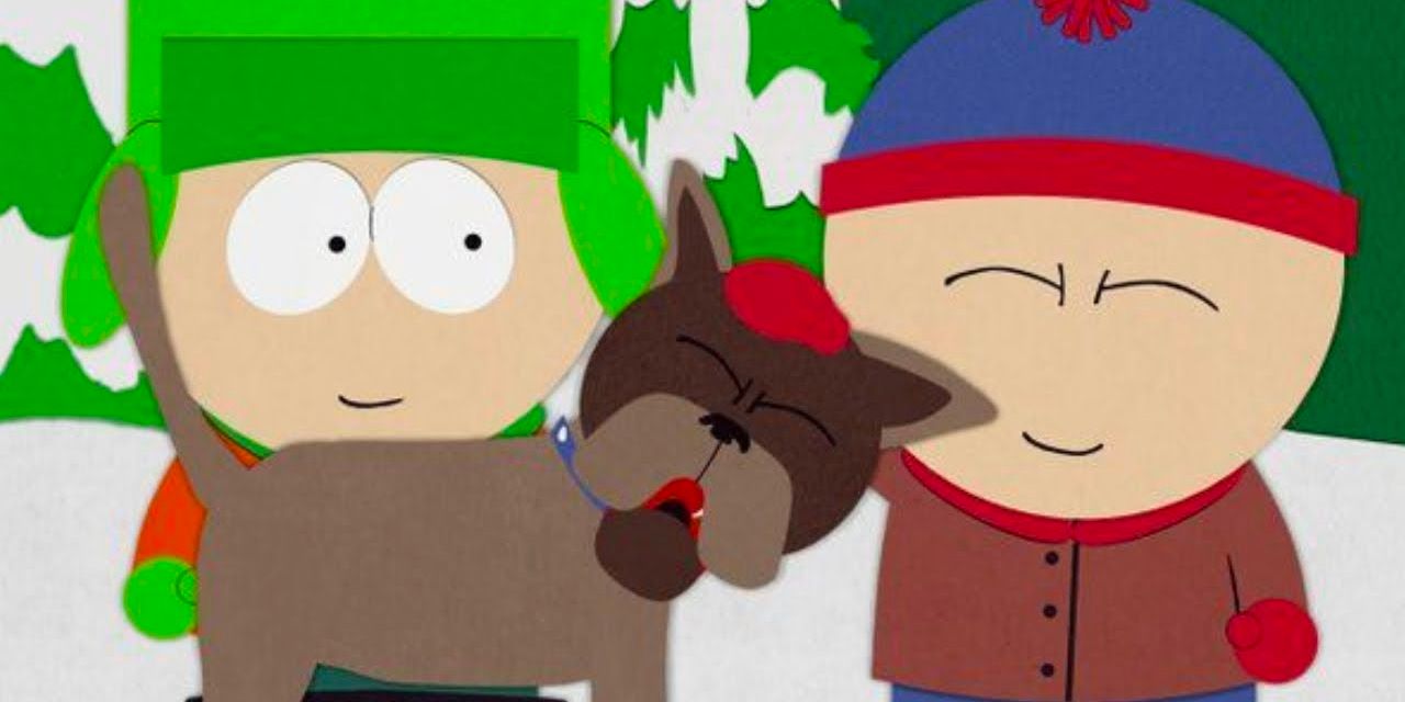 Stan and Kyle pat Stan's gay dog Sparky in 'South Park'
