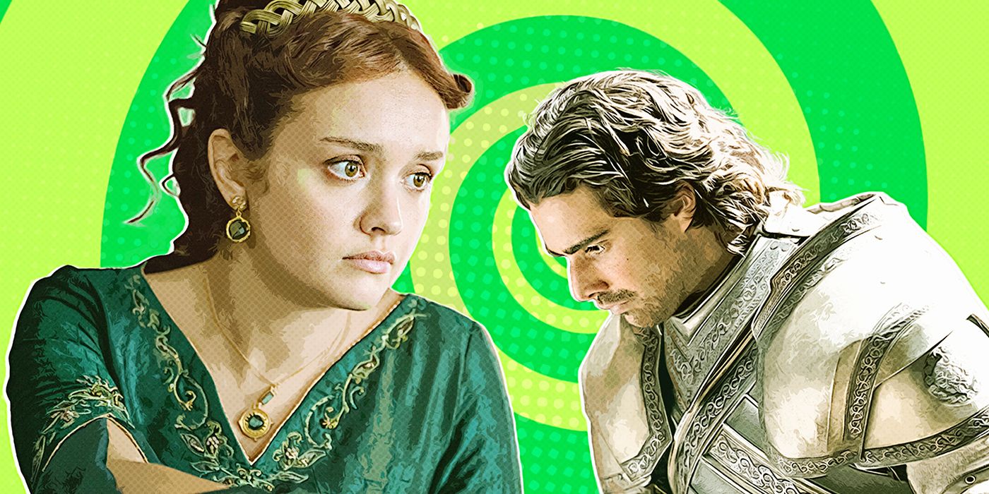 Olivia Cooke as Alicent Hightower and Fabien Frankel as Criston Cole in a custom image for House of the Dragon